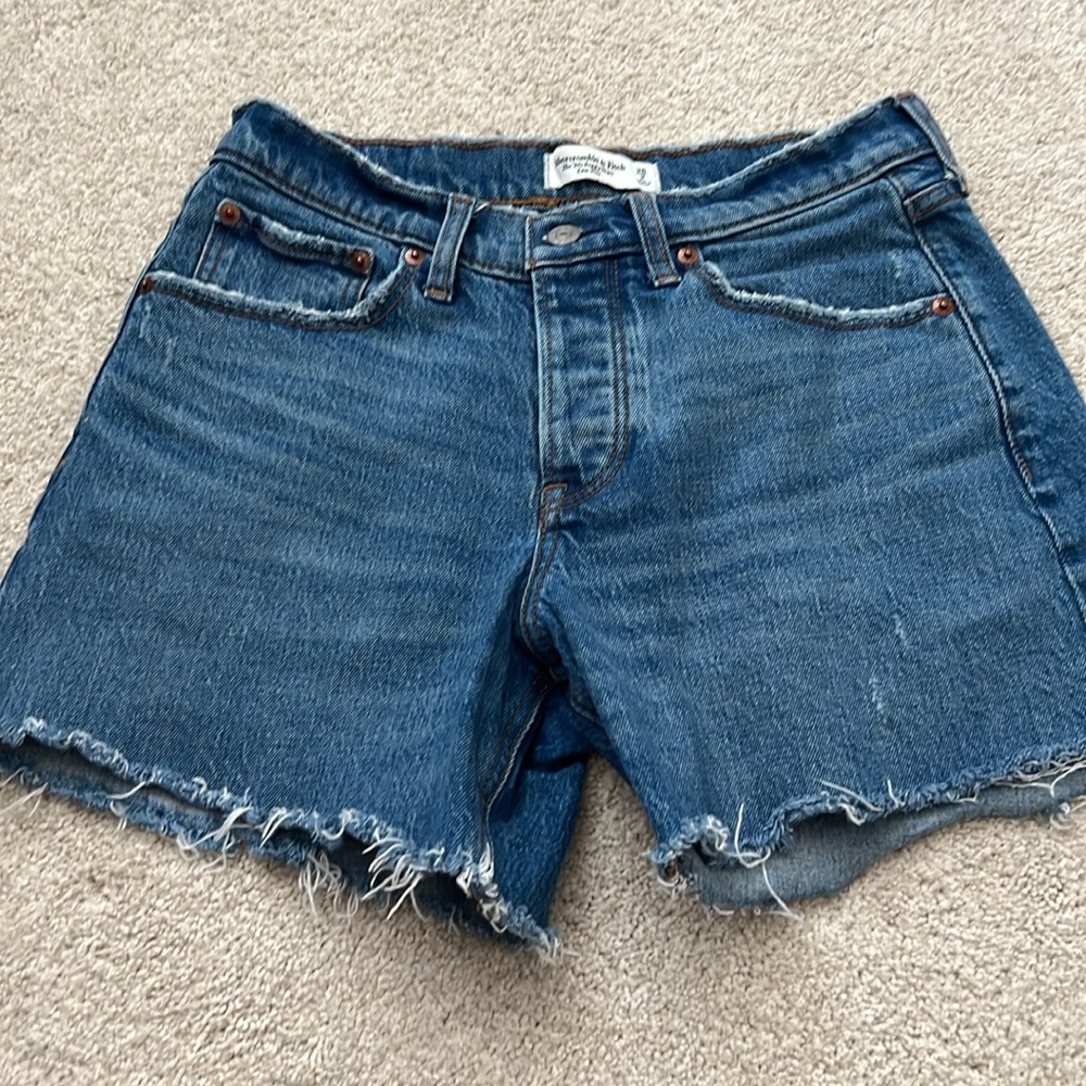 Abercrombie & Fitch Distressed Blue Denim Shorts